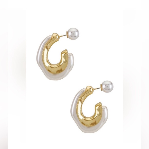 ✨3for$38 New Anthro Faux Pearl Reversible Hoop Jacket Earrings - Picture 7 of 14